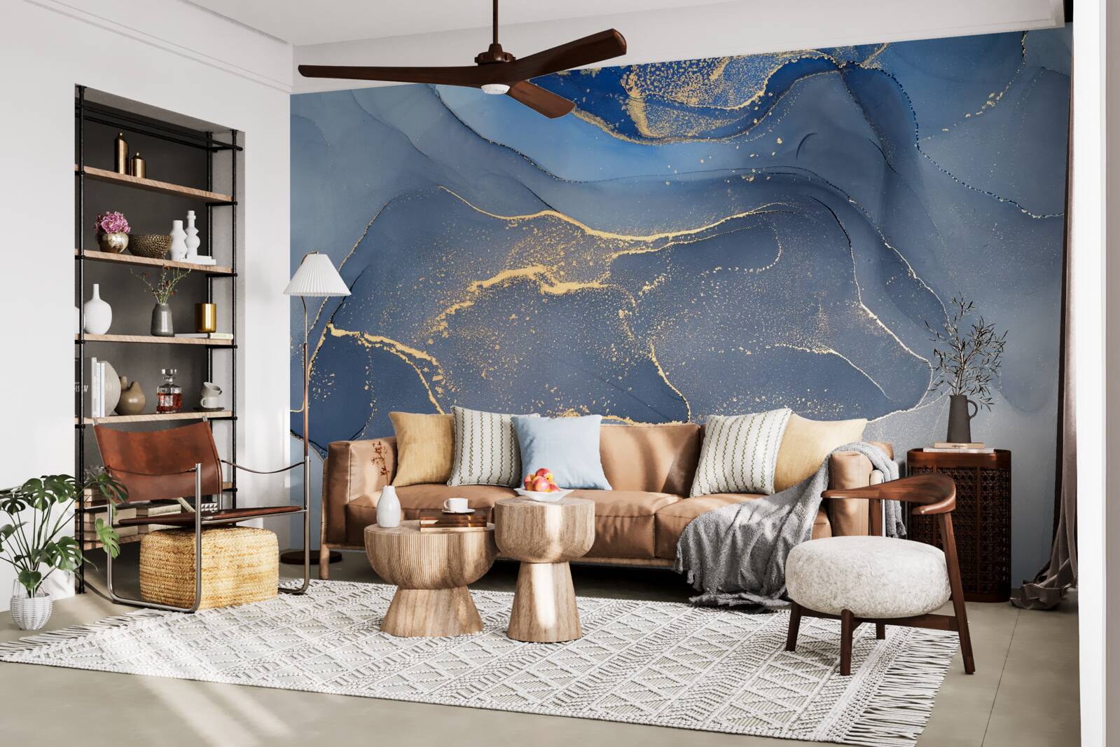 Fotobehang grijsblauwe stenen zee