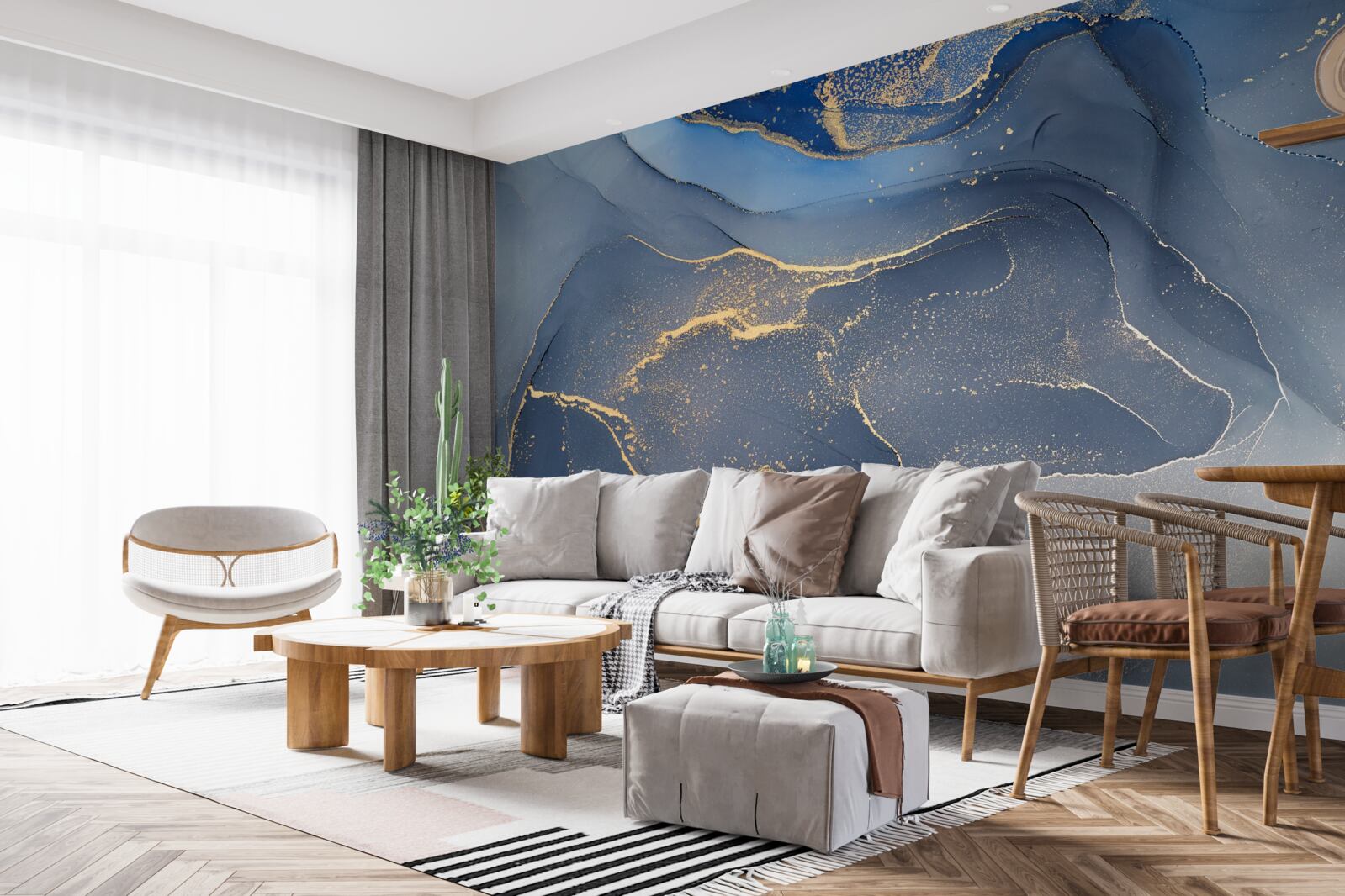 Fotobehang grijsblauwe stenen zee