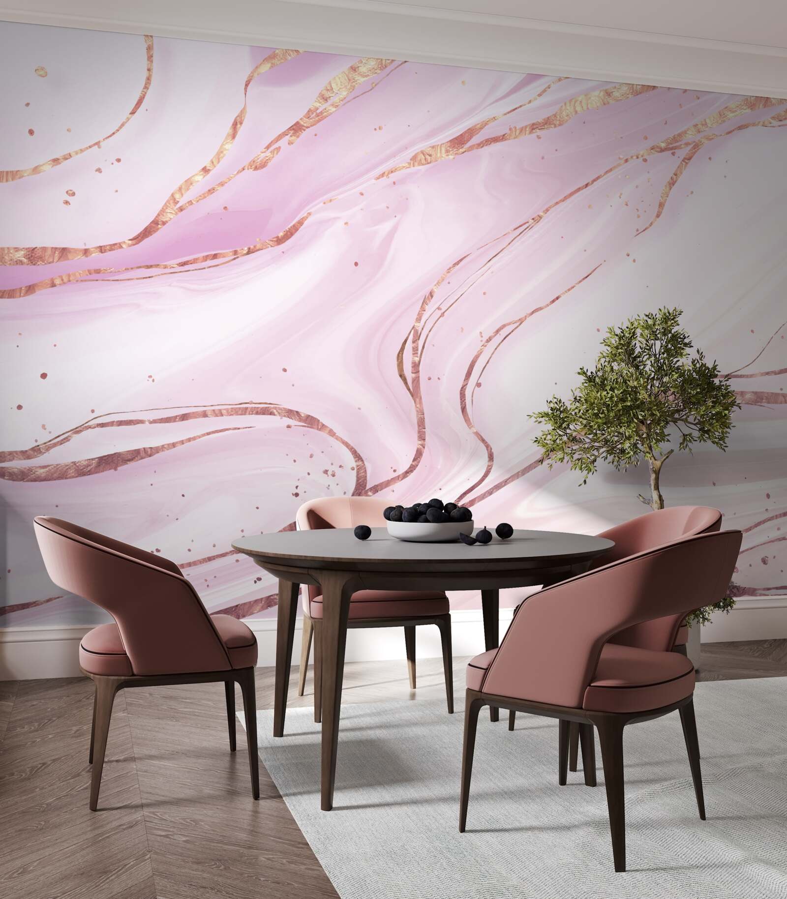 Fotobehang marmer in een roze stoffige tint