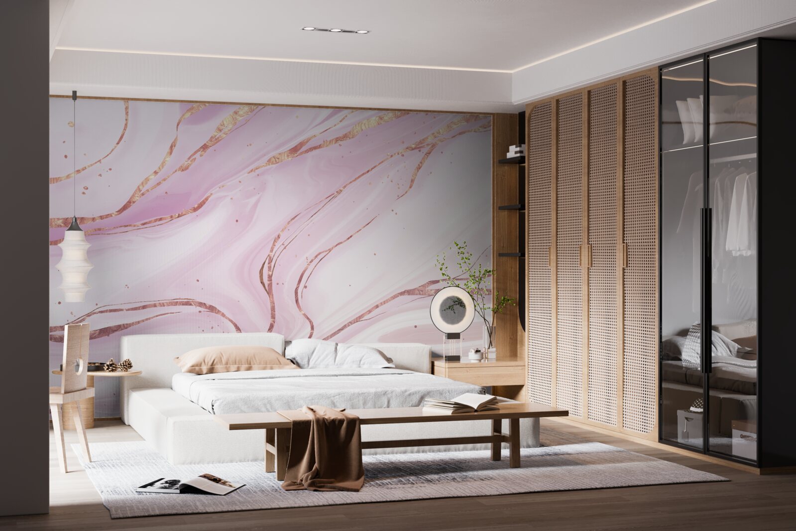 Fotobehang marmer in een roze stoffige tint