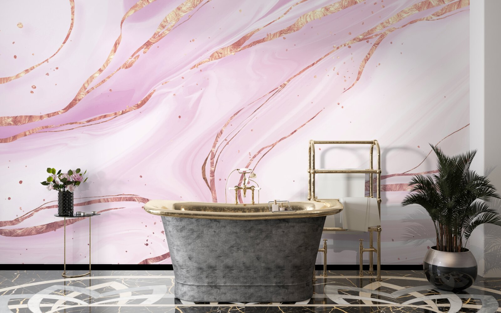Fotobehang marmer in een roze stoffige tint