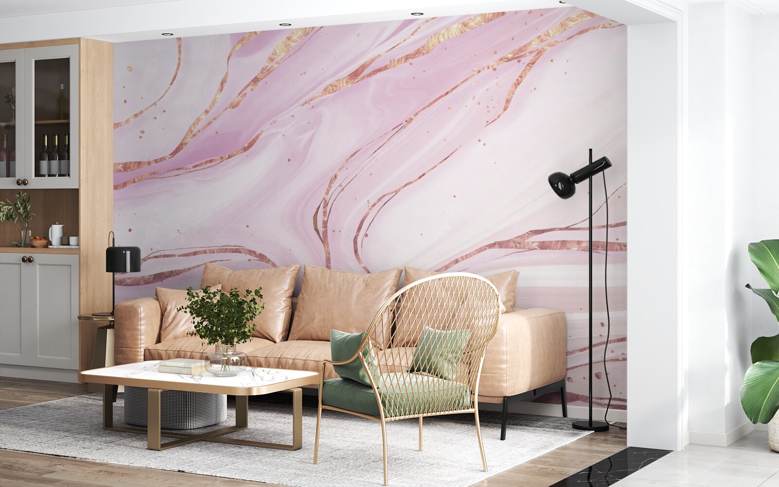 Fotobehang marmer in een roze stoffige tint