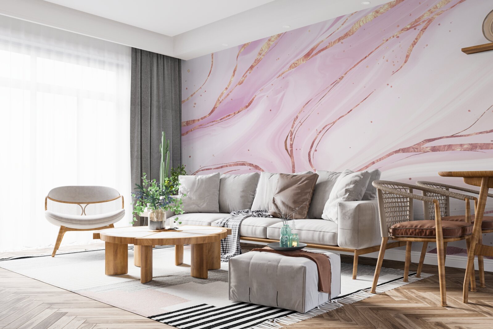 Fotobehang marmer in een roze stoffige tint