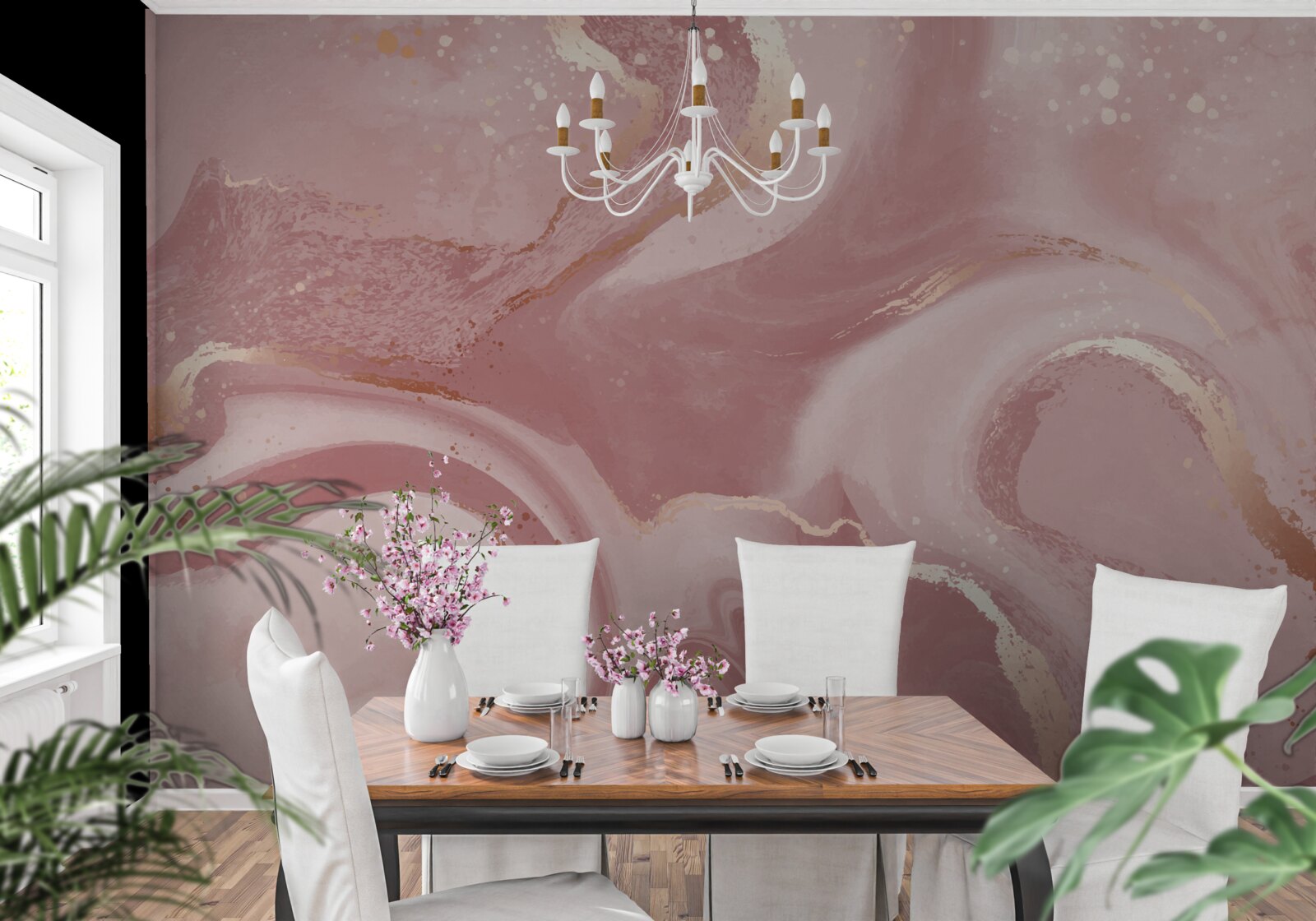 Fotobehang dubbelzinnige, stoffige roze tint