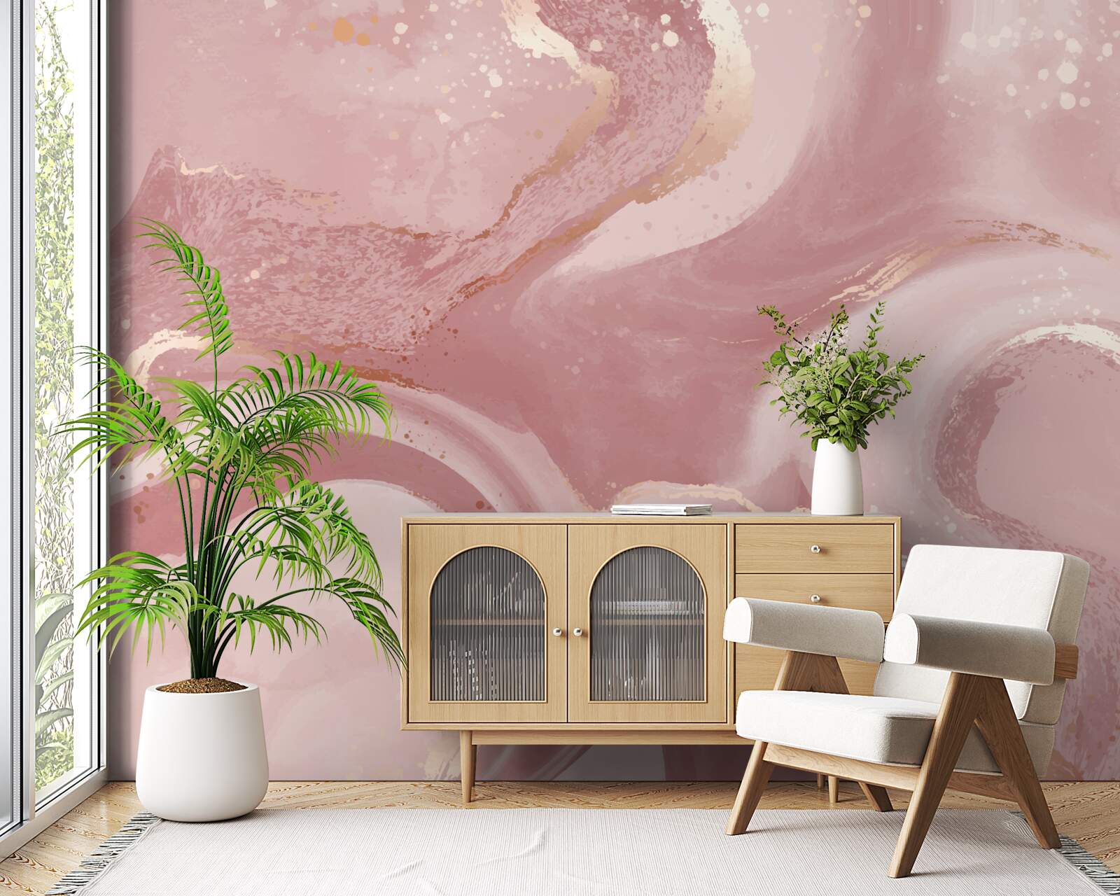 Fotobehang dubbelzinnige, stoffige roze tint