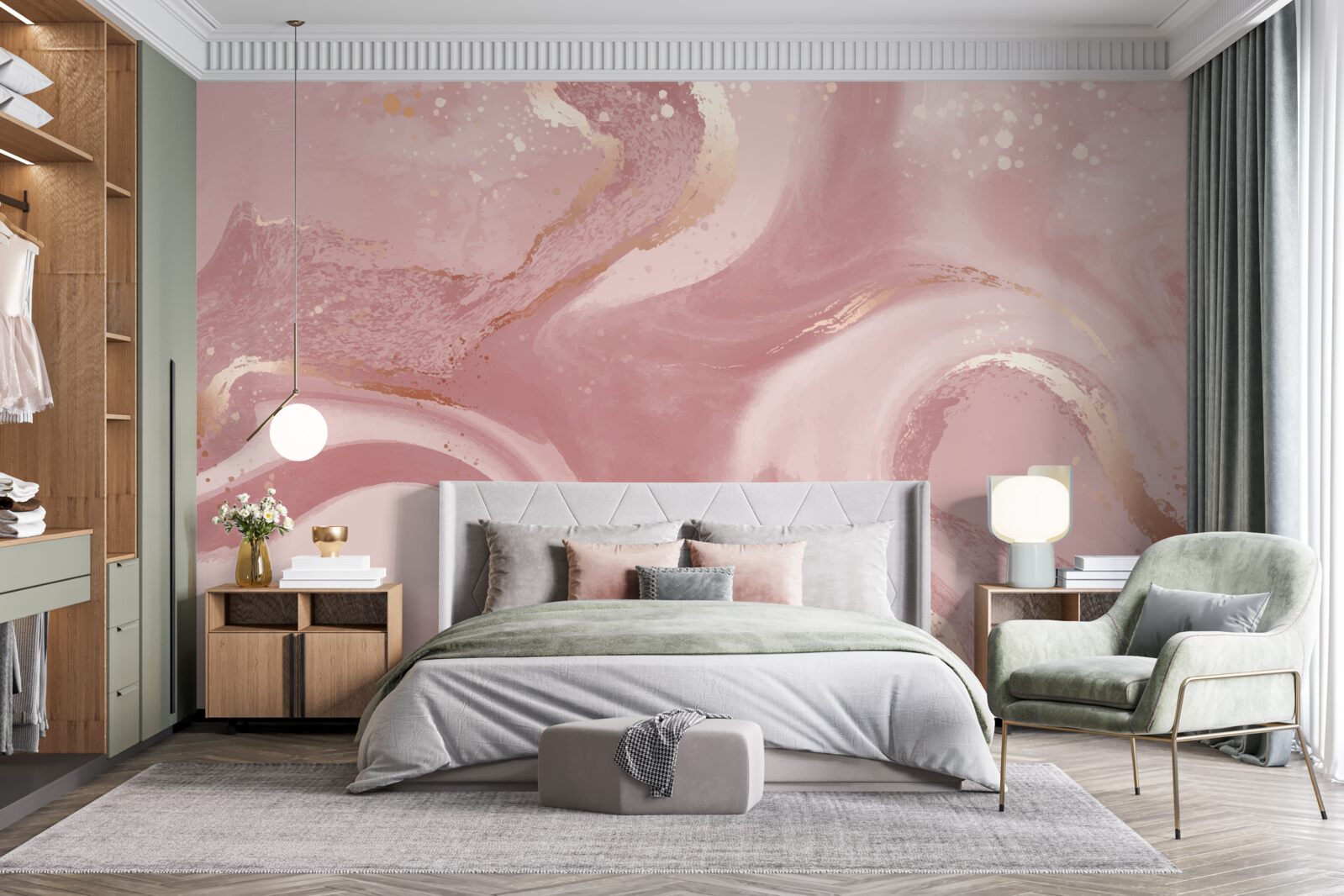 Fotobehang dubbelzinnige, stoffige roze tint