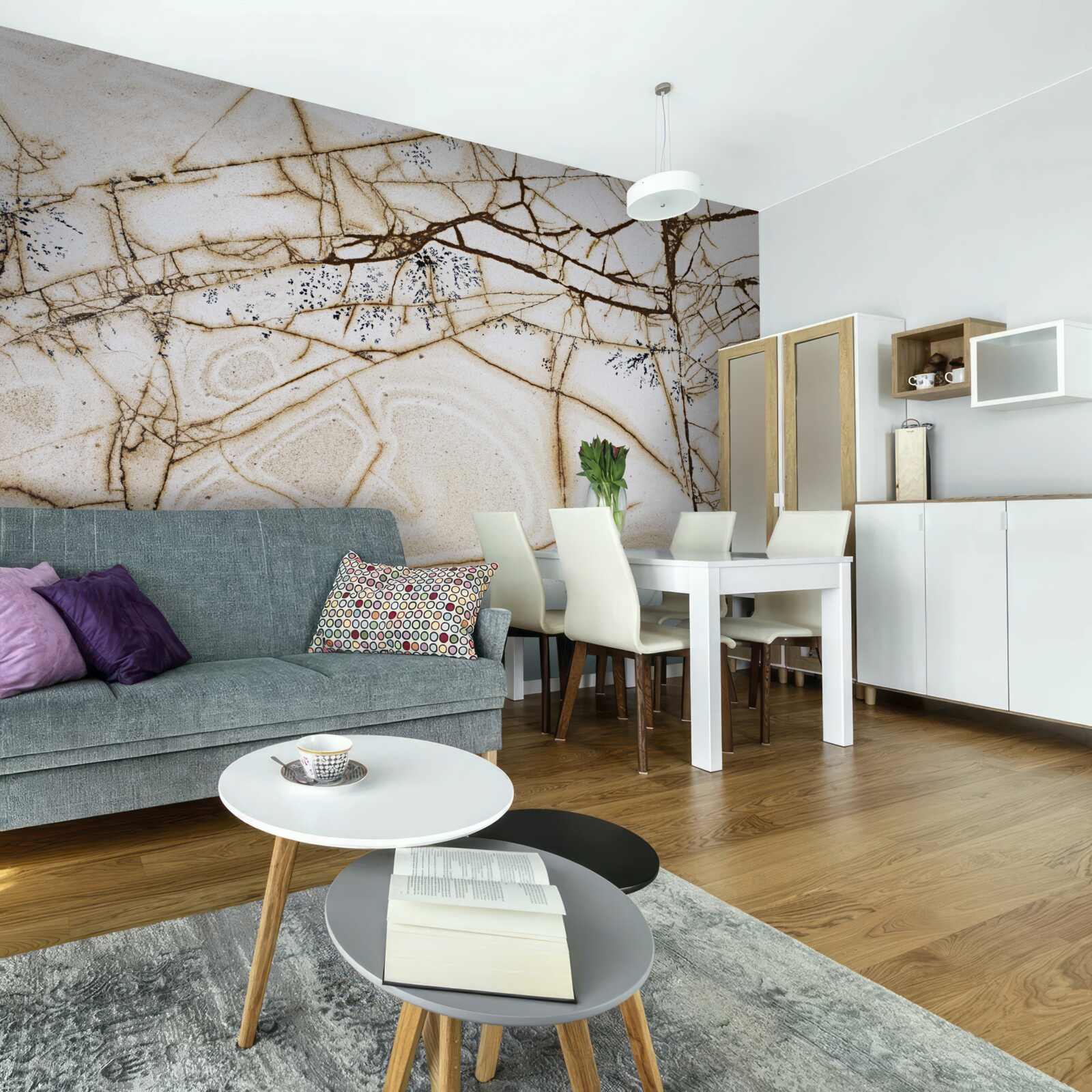 Fotobehang achtergrond met gebarsten licht marmer