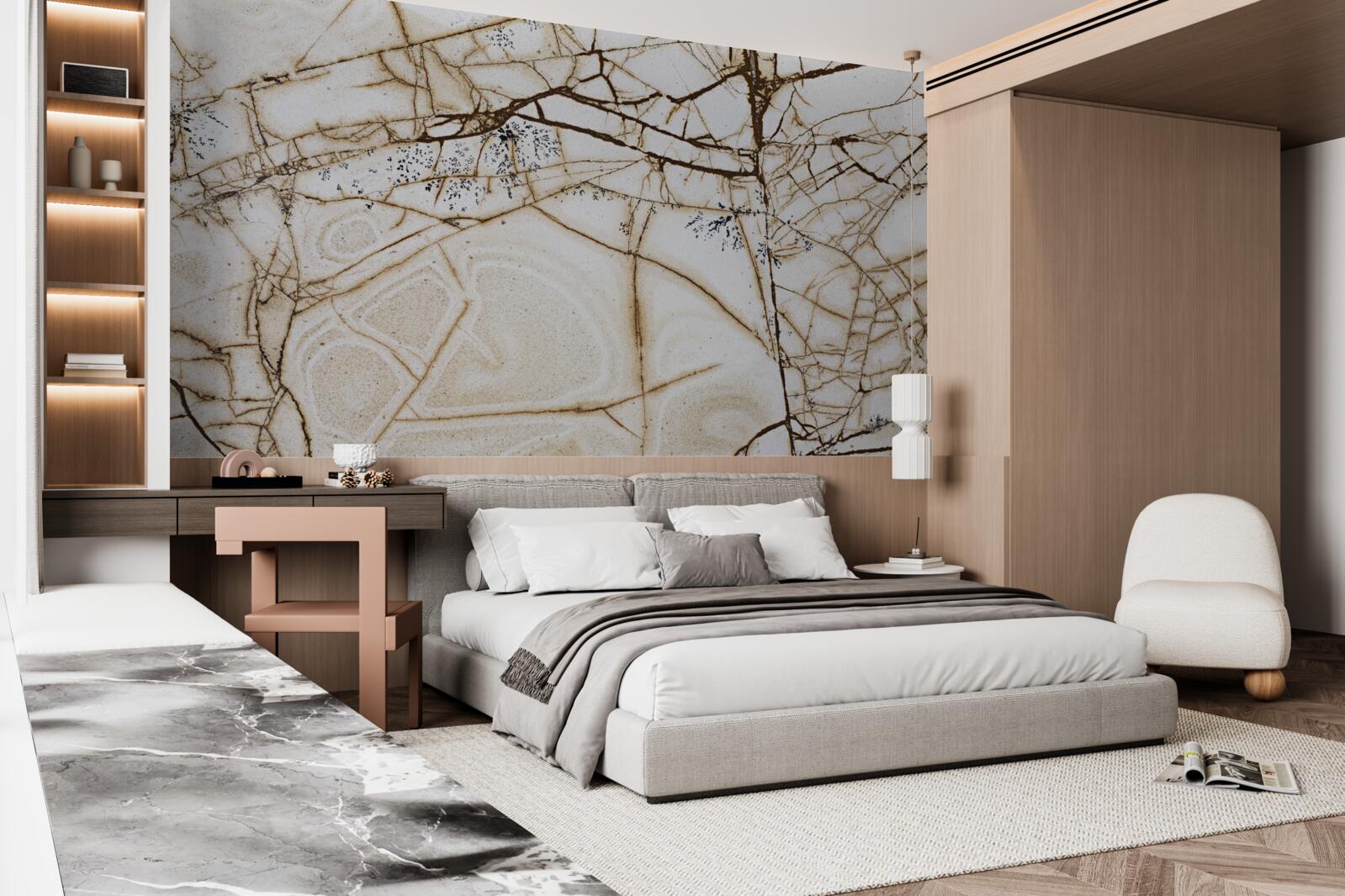 Fotobehang achtergrond met gebarsten licht marmer