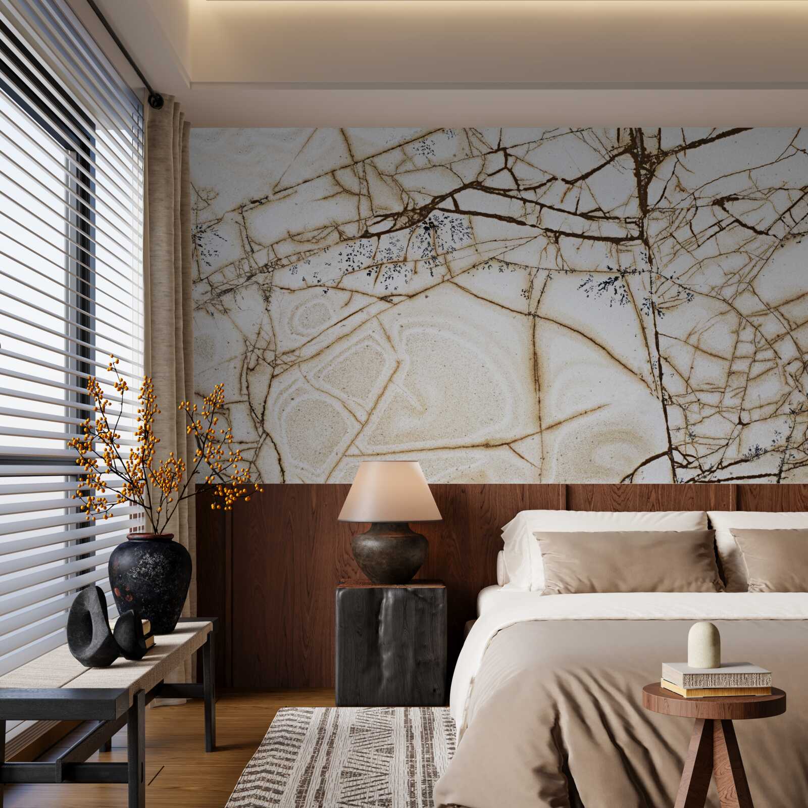 Fotobehang achtergrond met gebarsten licht marmer