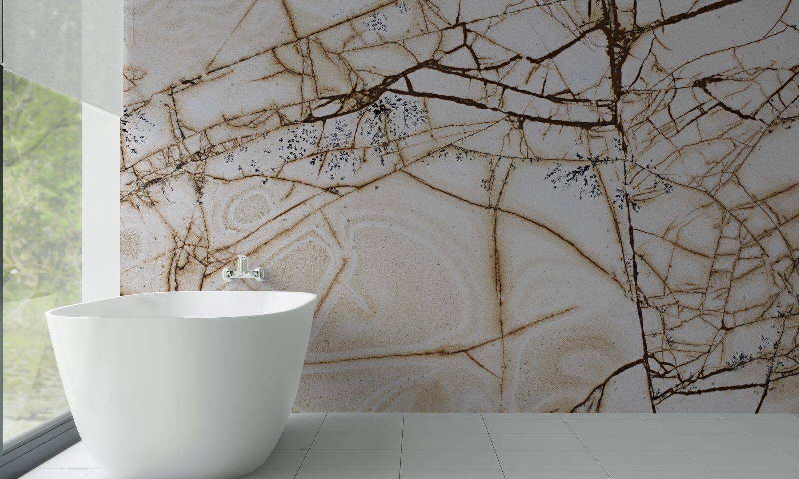 Fotobehang achtergrond met gebarsten licht marmer