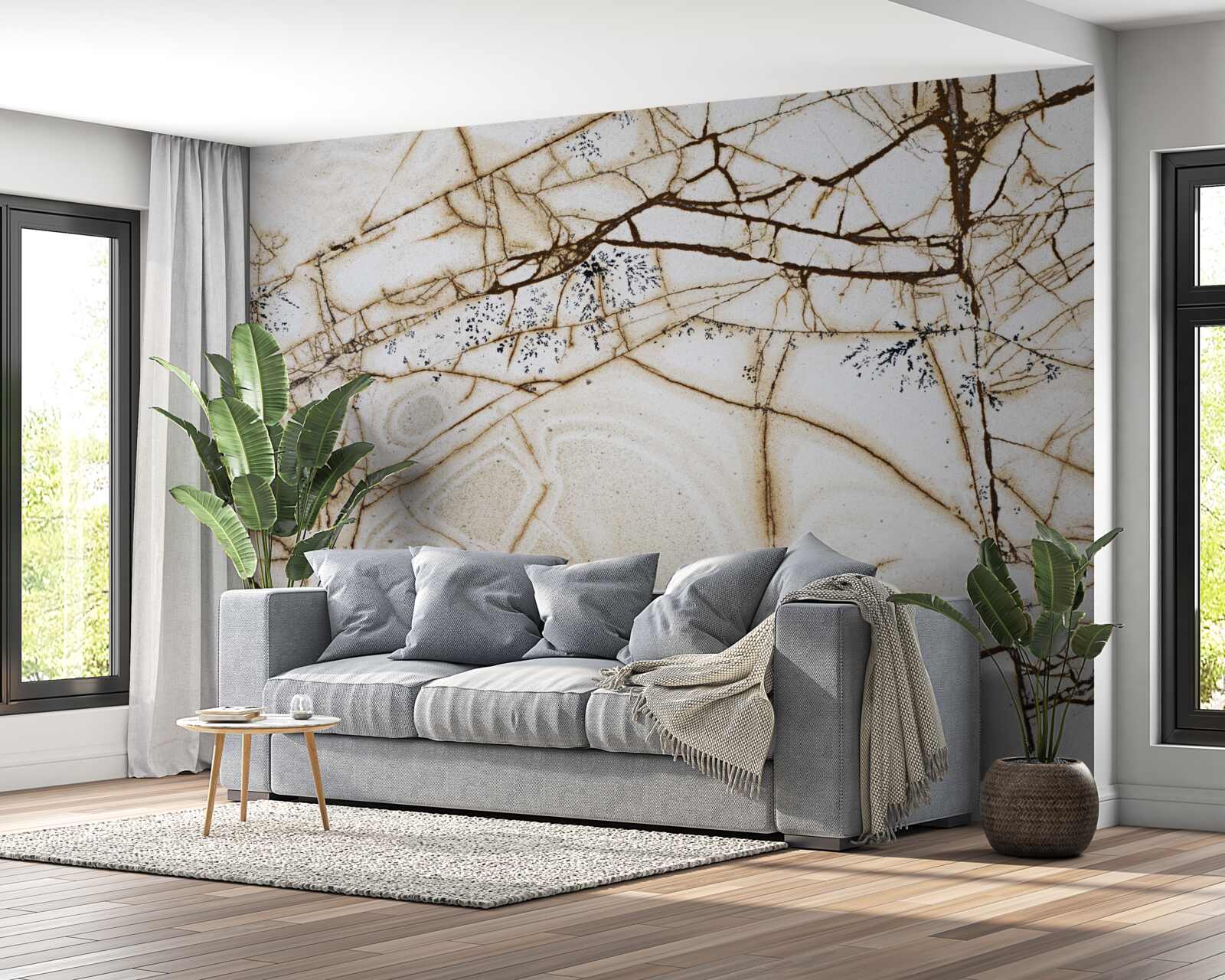 Fotobehang achtergrond met gebarsten licht marmer