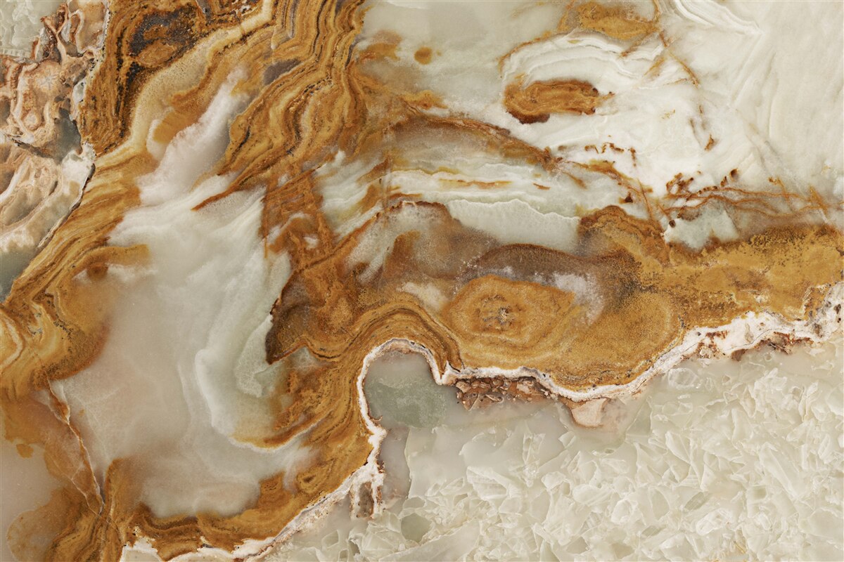 Fotobehang wit marmer met bruine adering