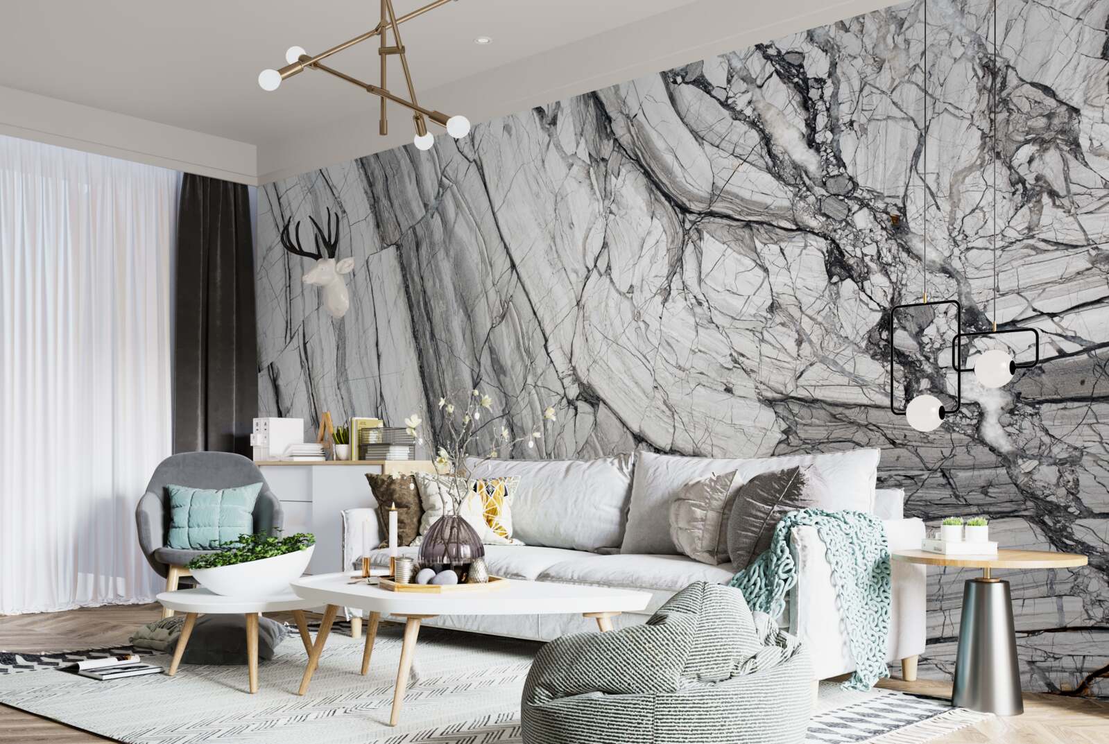 Fotobehang samengesteld marmerfineer