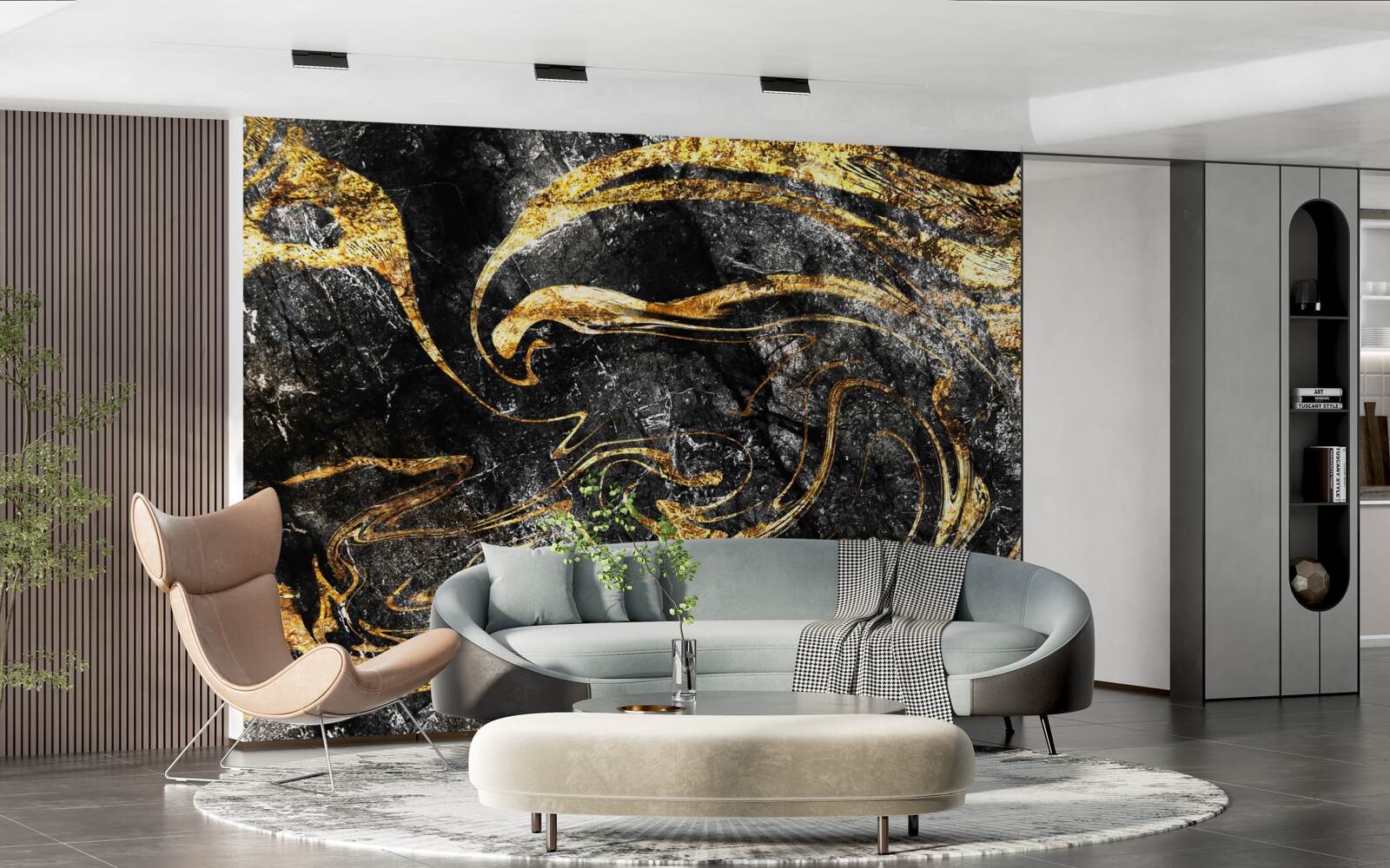 Fotobehang zwartgoud marmeren textuur van uitstekende kwaliteit