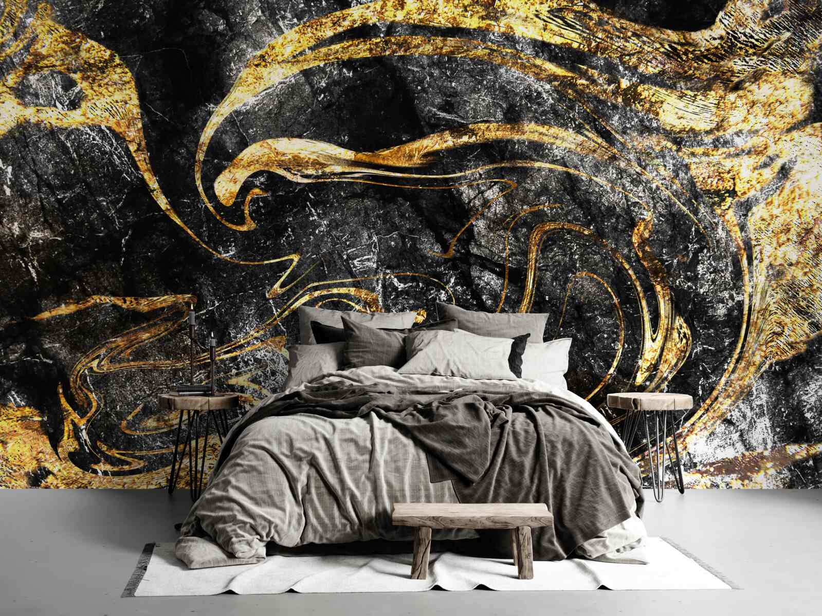 Fotobehang zwartgoud marmeren textuur van uitstekende kwaliteit