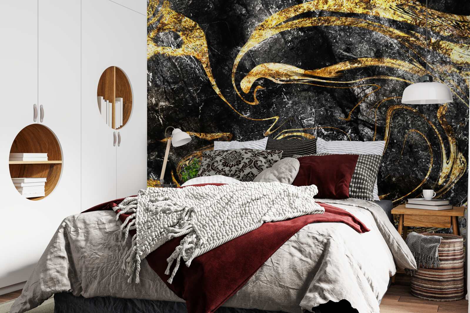 Fotobehang zwartgoud marmeren textuur van uitstekende kwaliteit