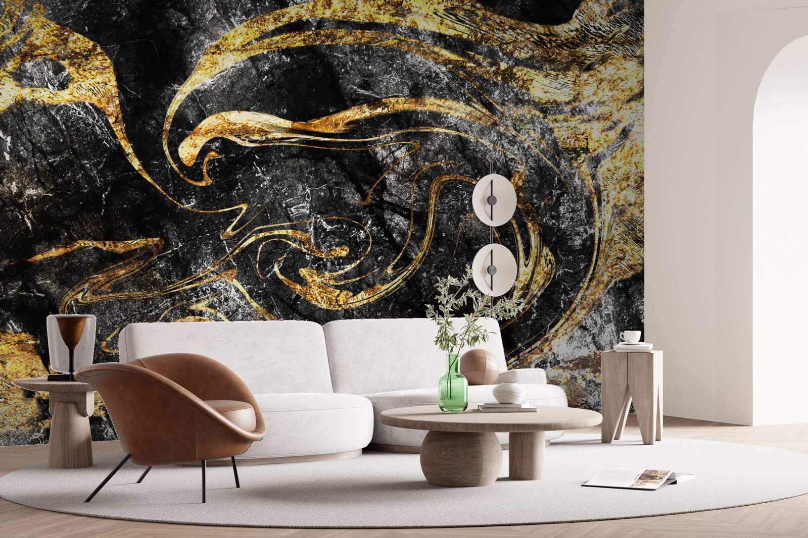 Fotobehang zwartgoud marmeren textuur van uitstekende kwaliteit