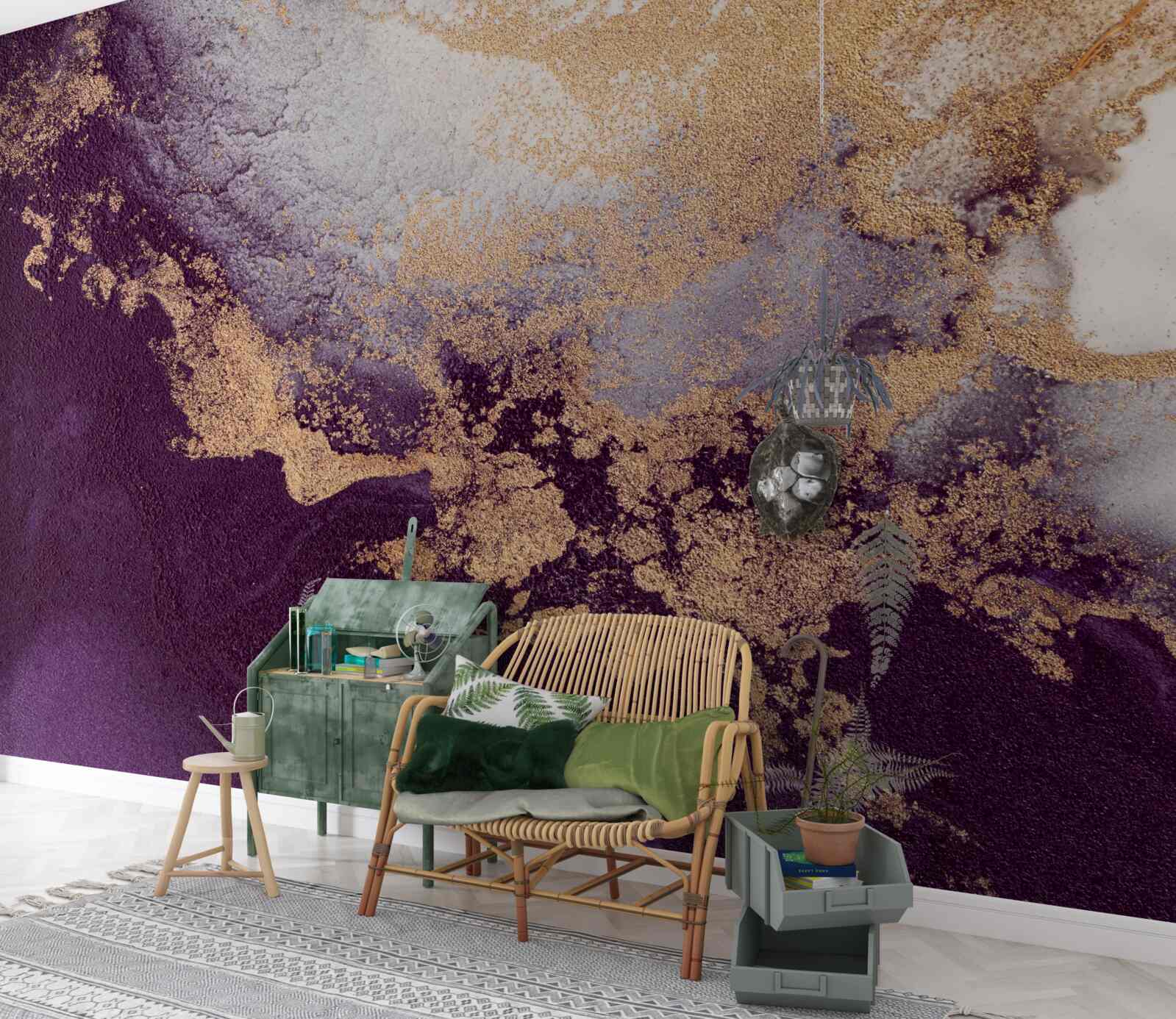 Fotobehang gouden en violette afbeelding