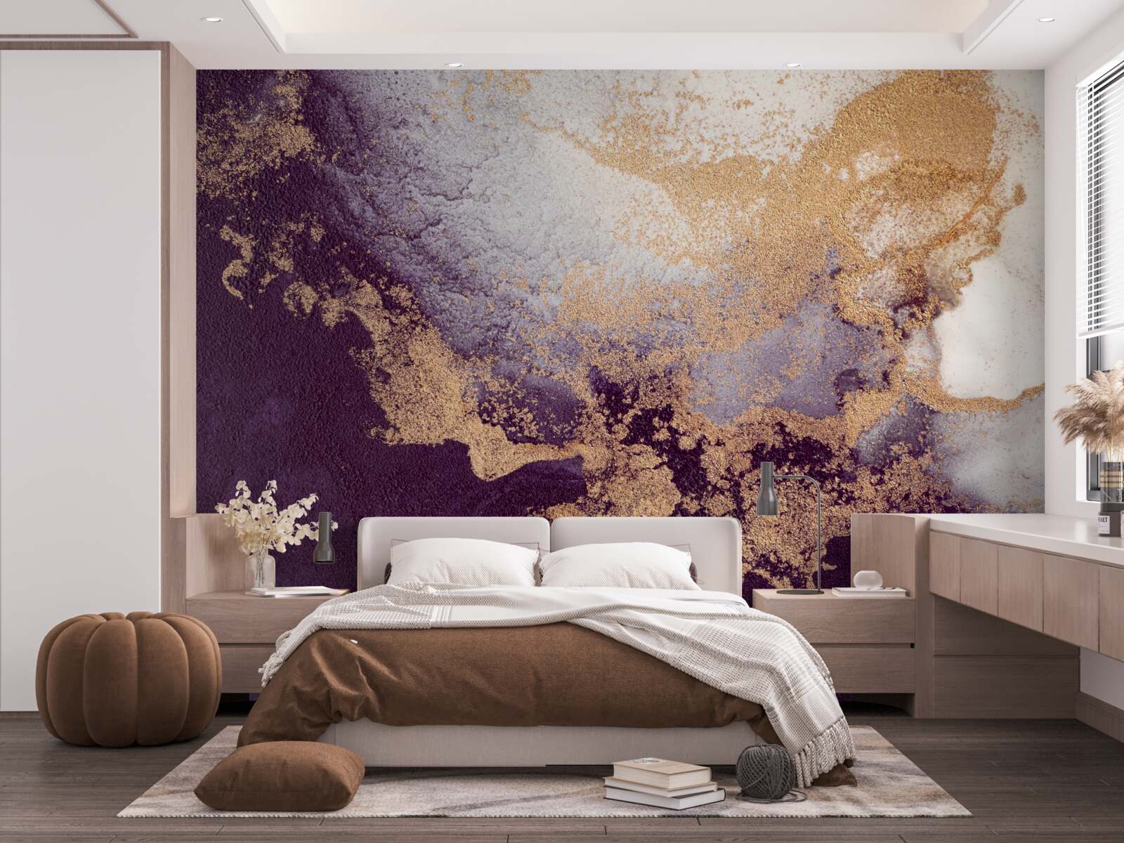 Fotobehang gouden en violette afbeelding