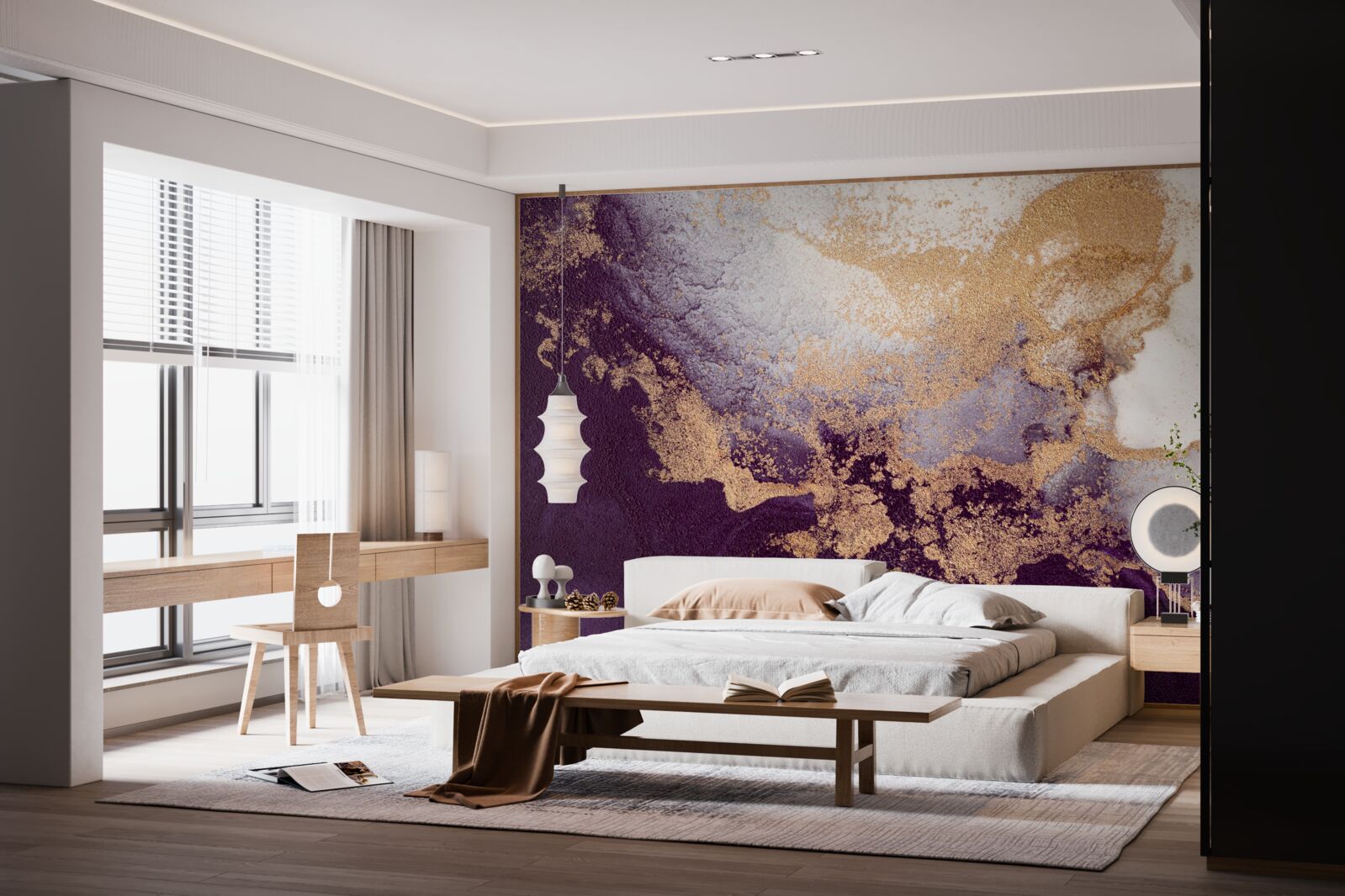 Fotobehang gouden en violette afbeelding