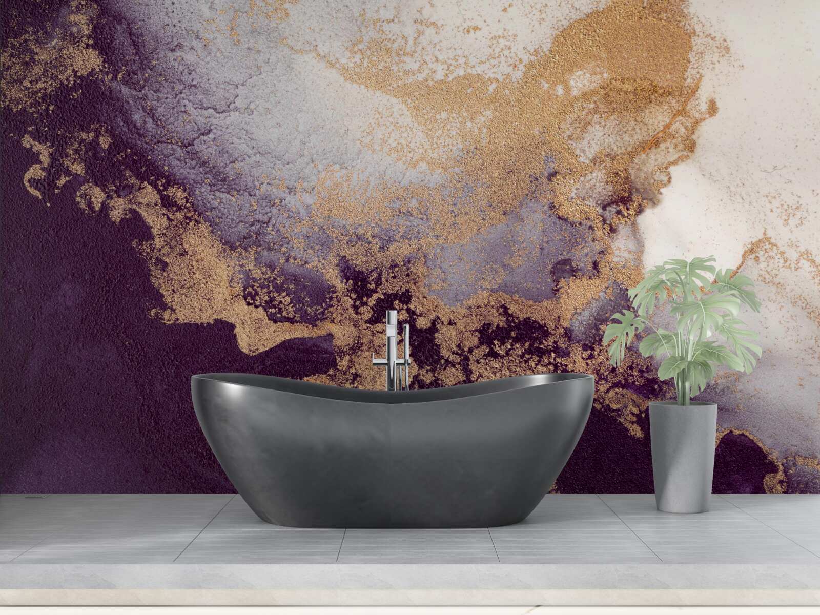 Fotobehang gouden en violette afbeelding