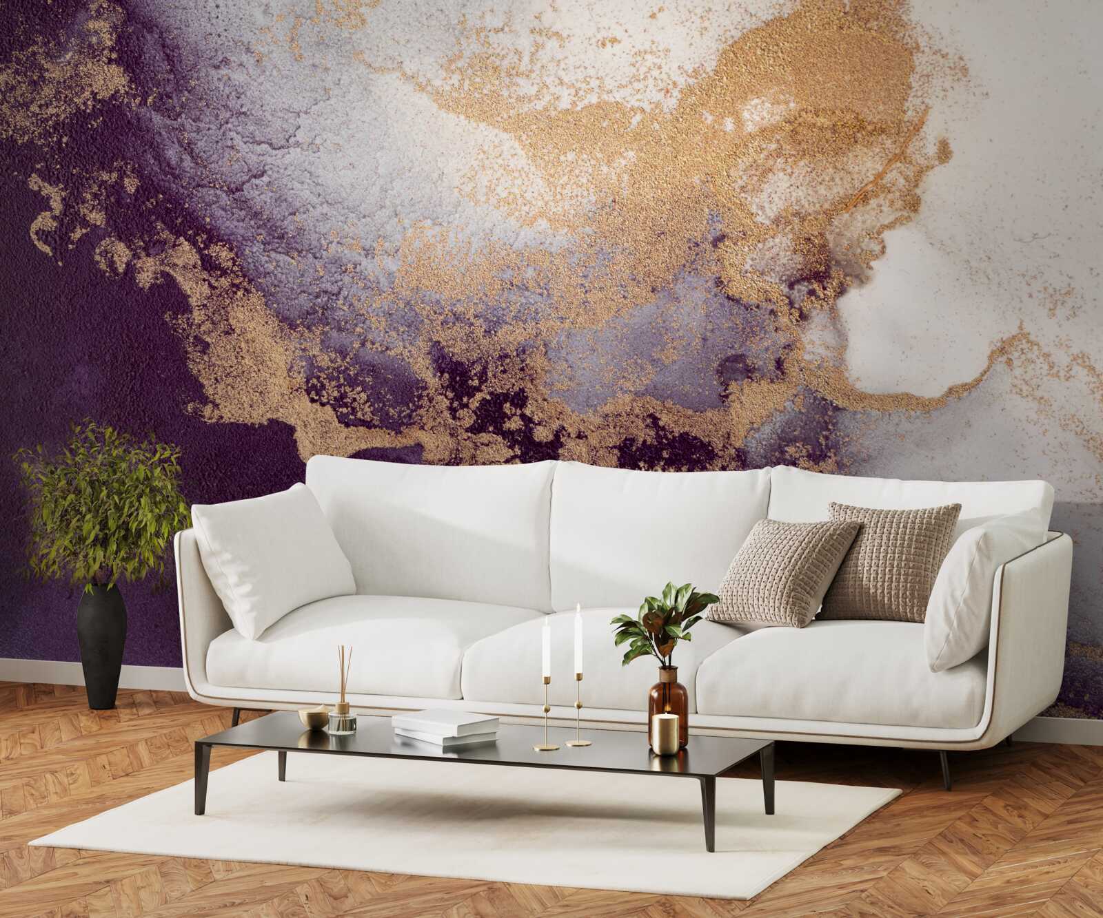 Fotobehang gouden en violette afbeelding