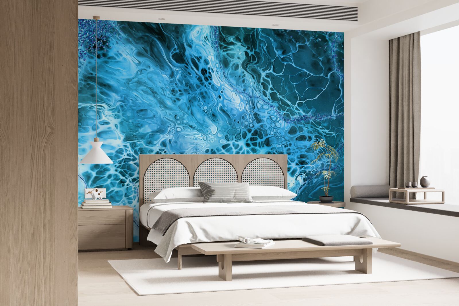 Fotobehang acryl knollen in blauw