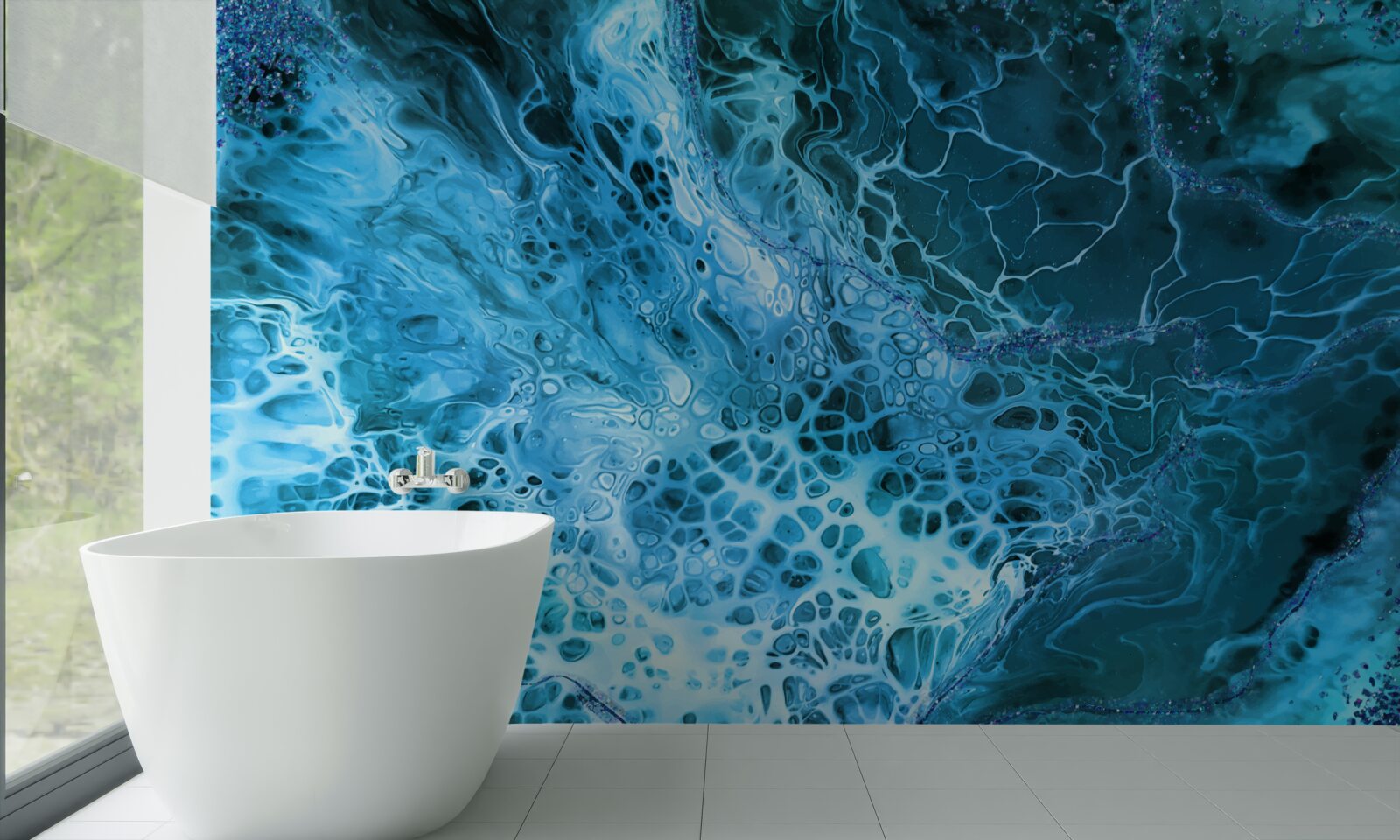 Fotobehang acryl knollen in blauw