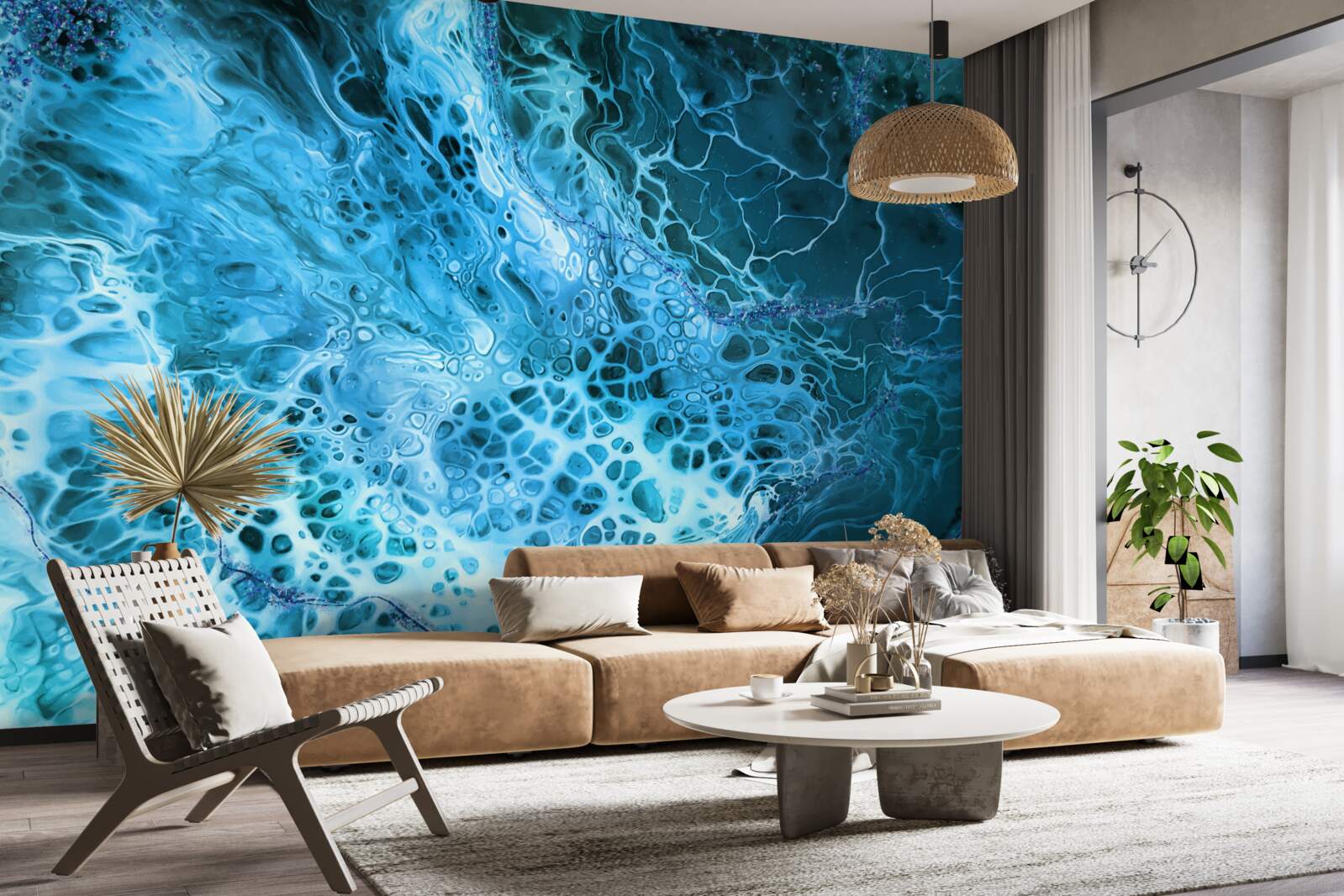 Fotobehang acryl knollen in blauw