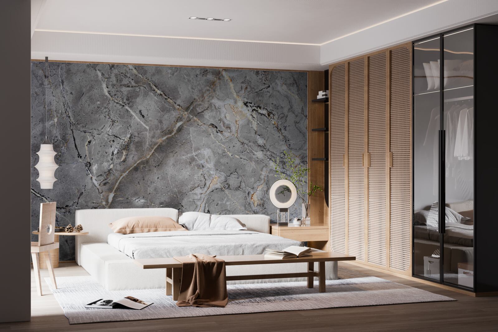 Fotobehang grijs marmer ruwe textuur