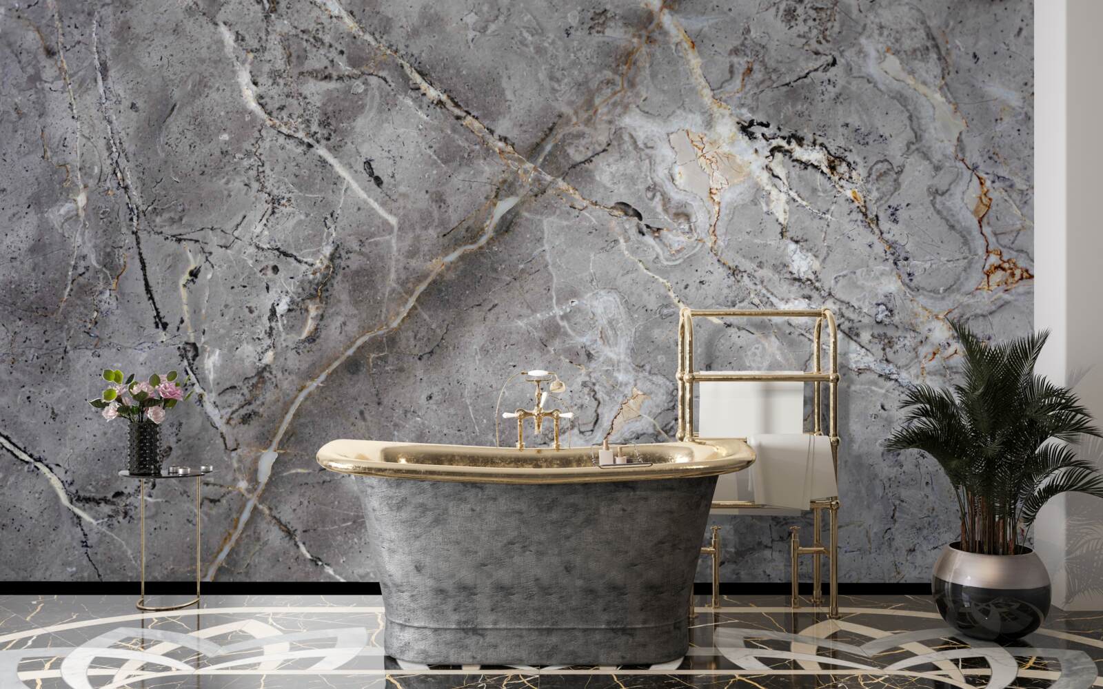 Fotobehang grijs marmer ruwe textuur