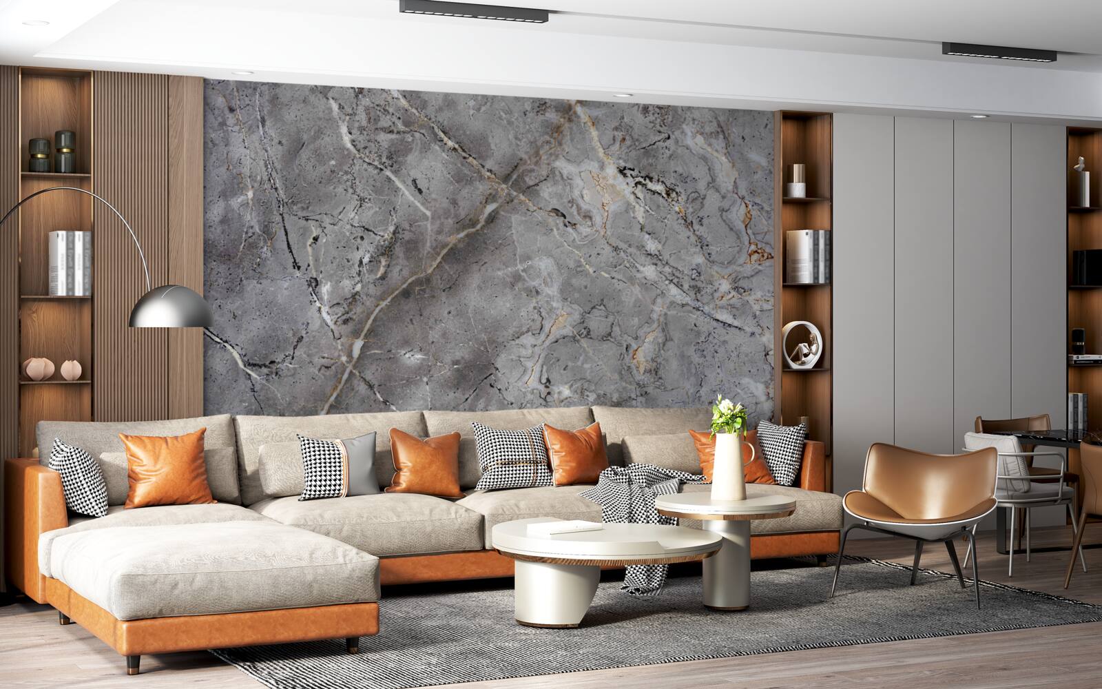 Fotobehang grijs marmer ruwe textuur