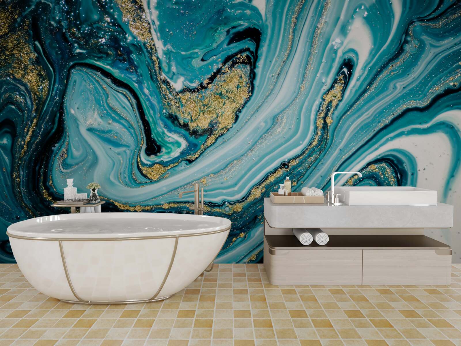 Fotobehang de weelderige uitgestrektheid van de diepzee