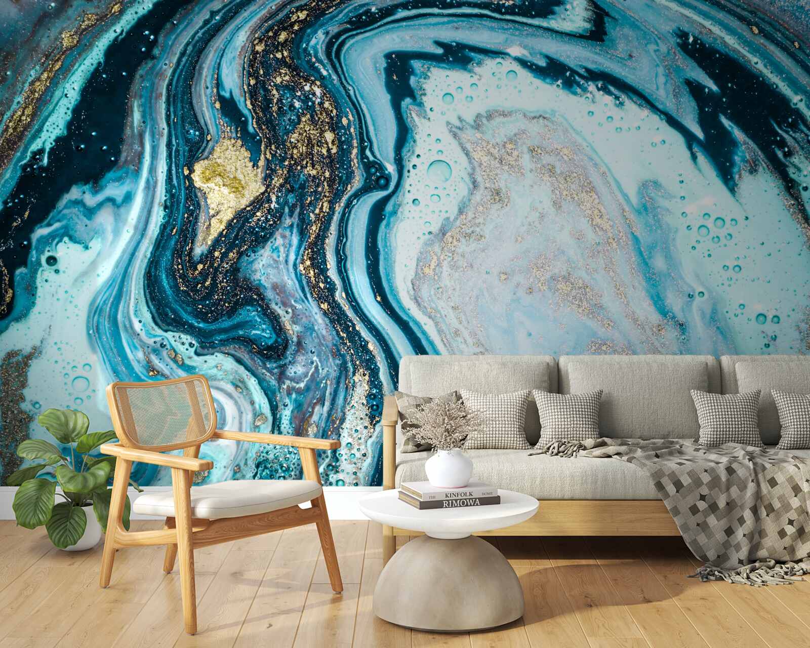 Fotobehang imitatie turkoois steen