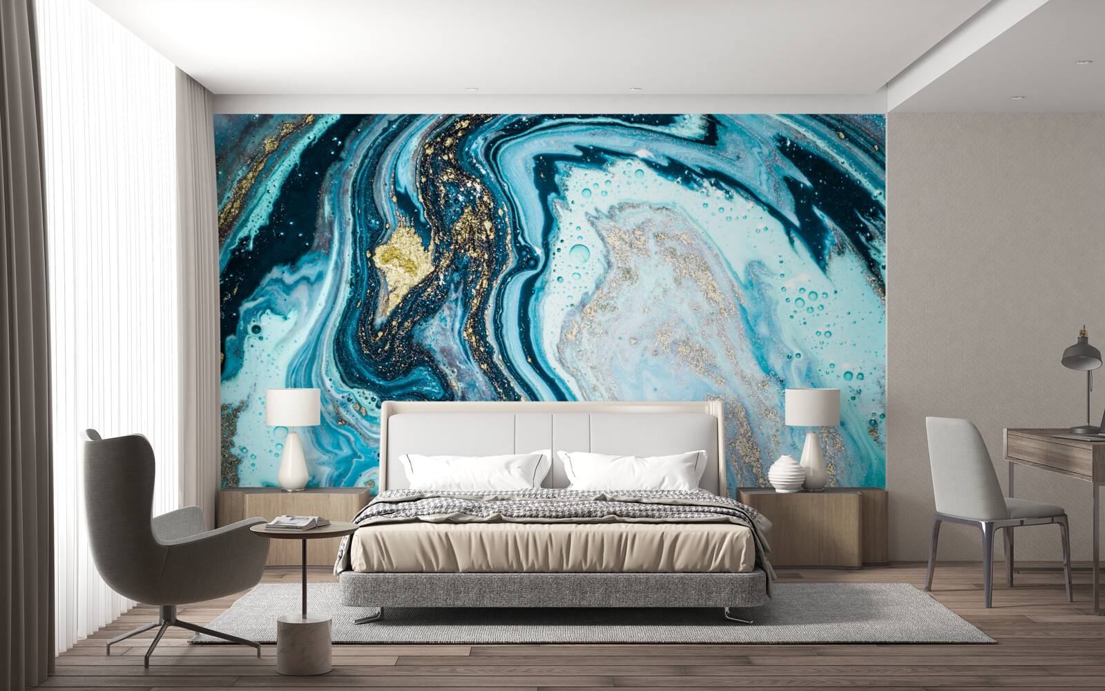 Fotobehang imitatie turkoois steen