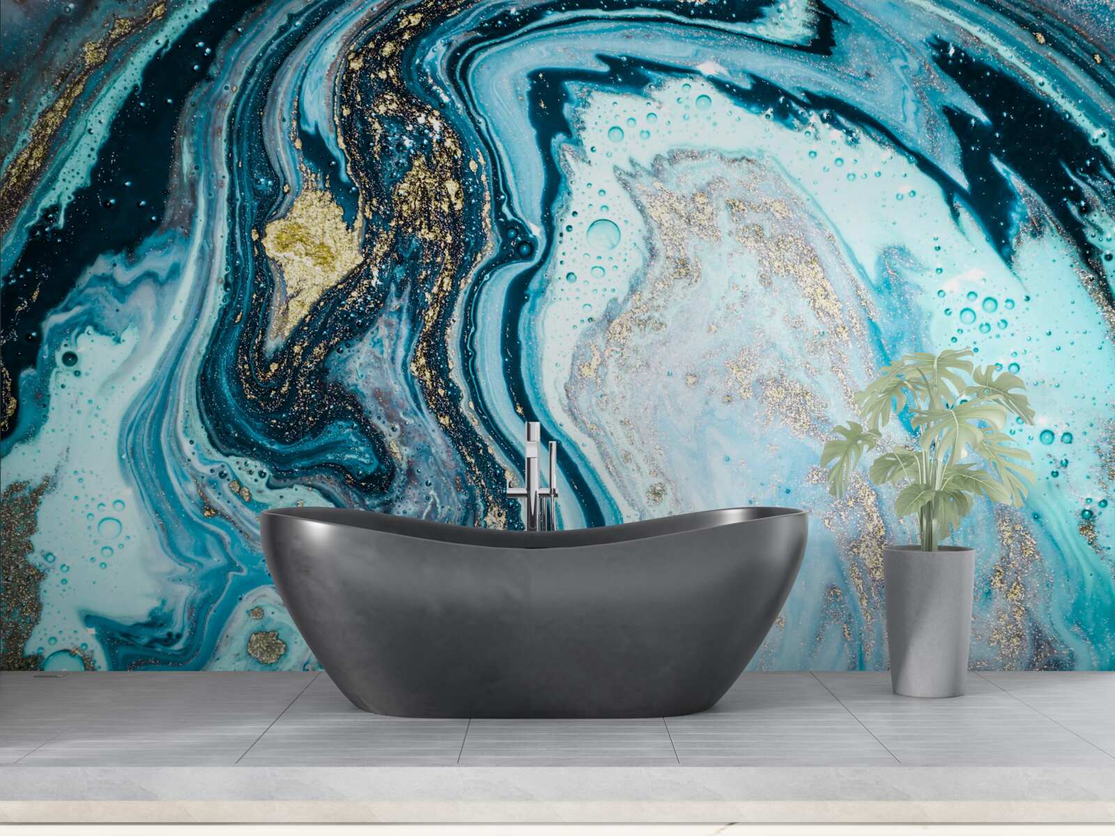 Fotobehang imitatie turkoois steen