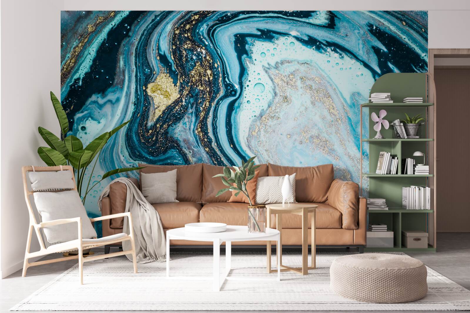 Fotobehang imitatie turkoois steen