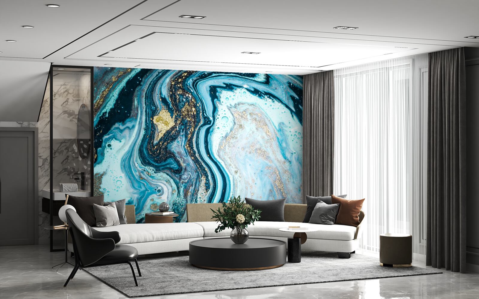 Fotobehang imitatie turkoois steen