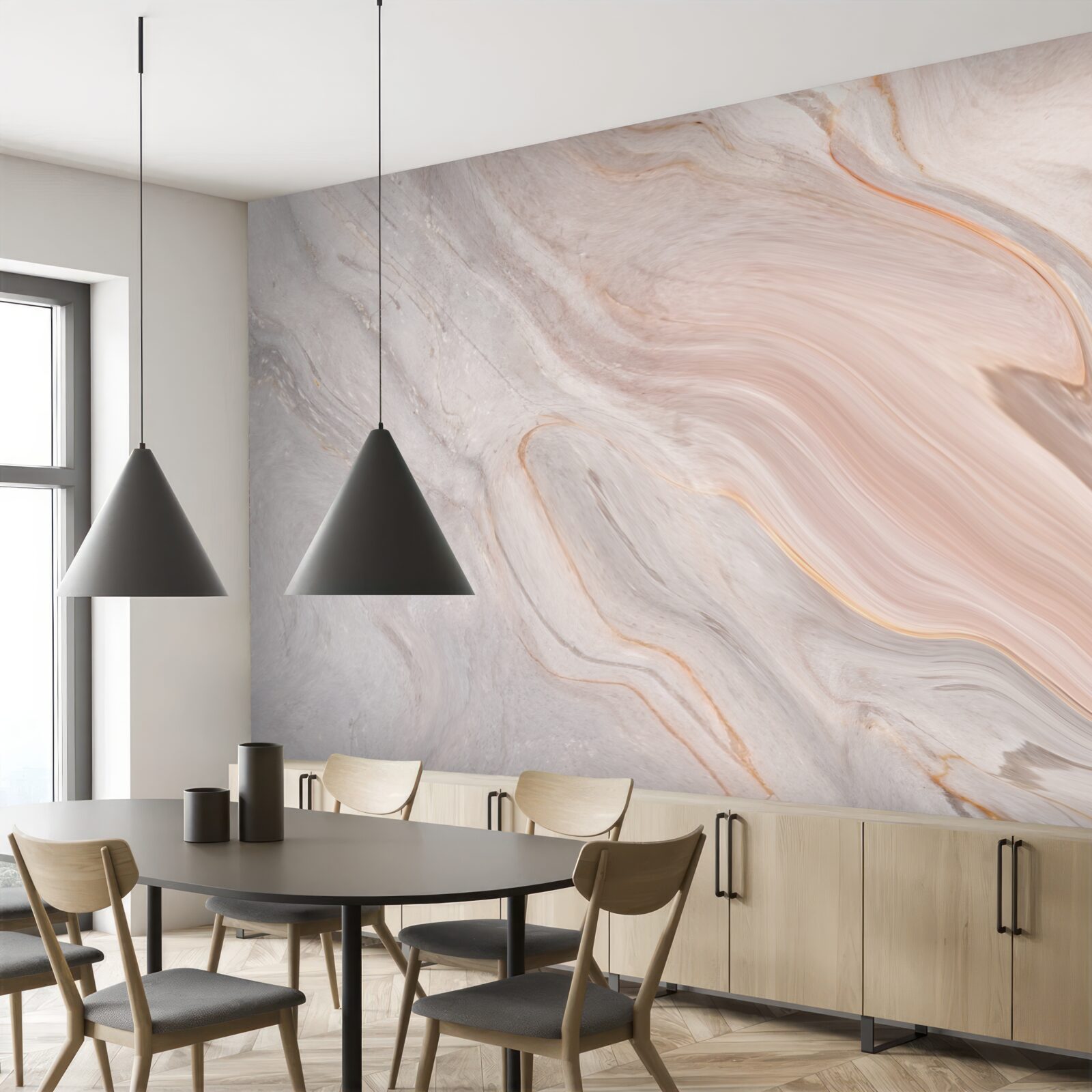 Fotobehang zacht marmer in poedertinten