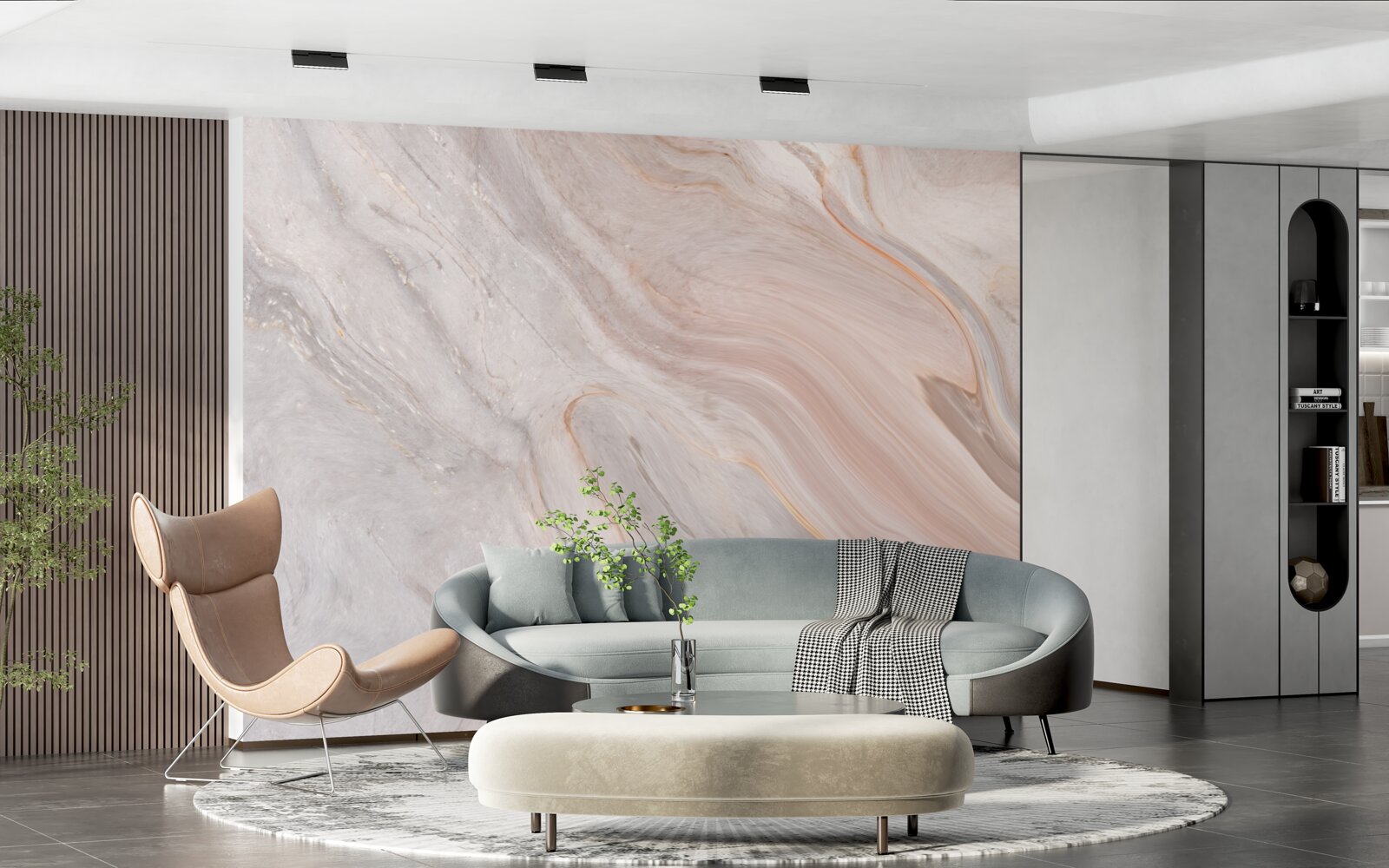 Fotobehang zacht marmer in poedertinten