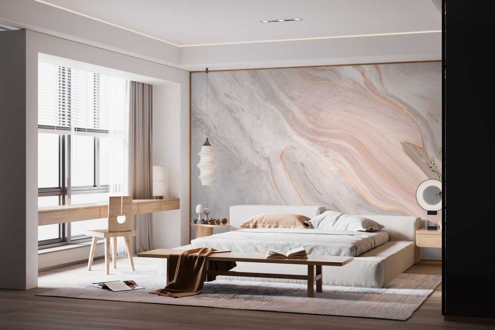 Fotobehang zacht marmer in poedertinten