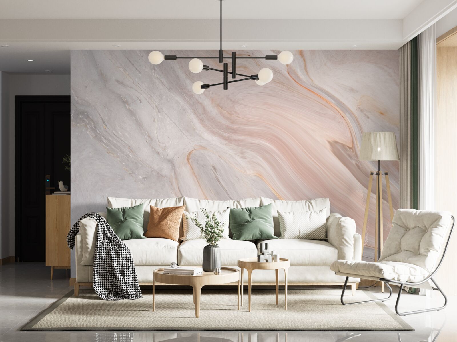 Fotobehang zacht marmer in poedertinten