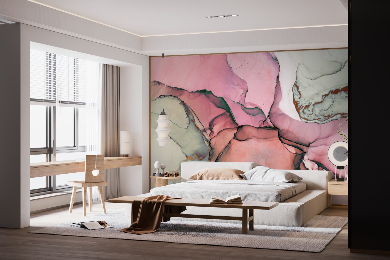 Fotobehang marmer in roze tinten, abstract geïnspireerd