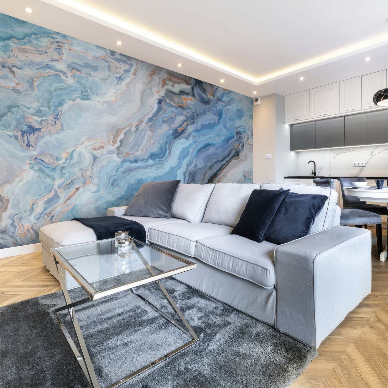 Fotobehang marmeren achtergrond met blauwachtige tint