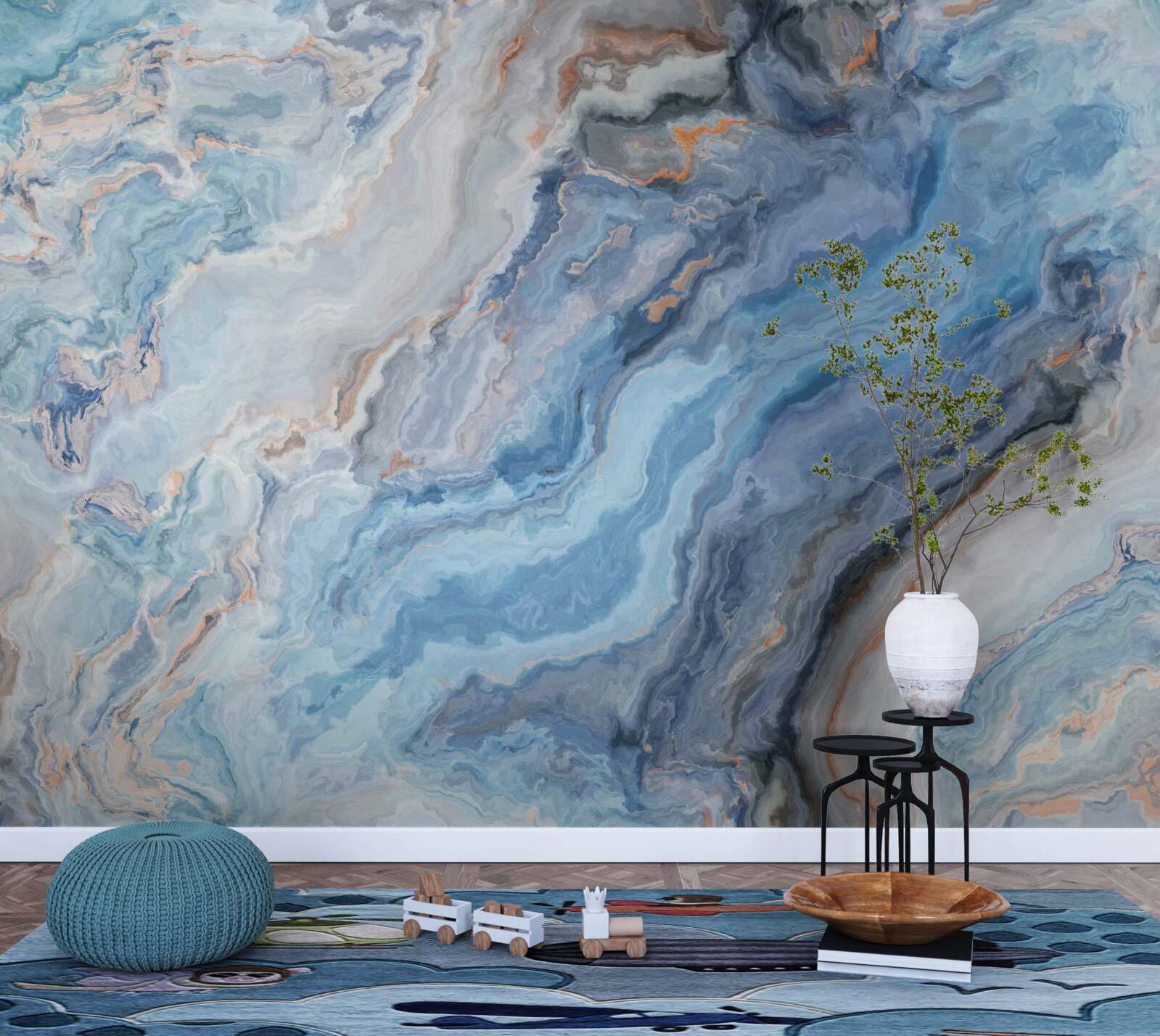 Fotobehang marmeren achtergrond met blauwachtige tint