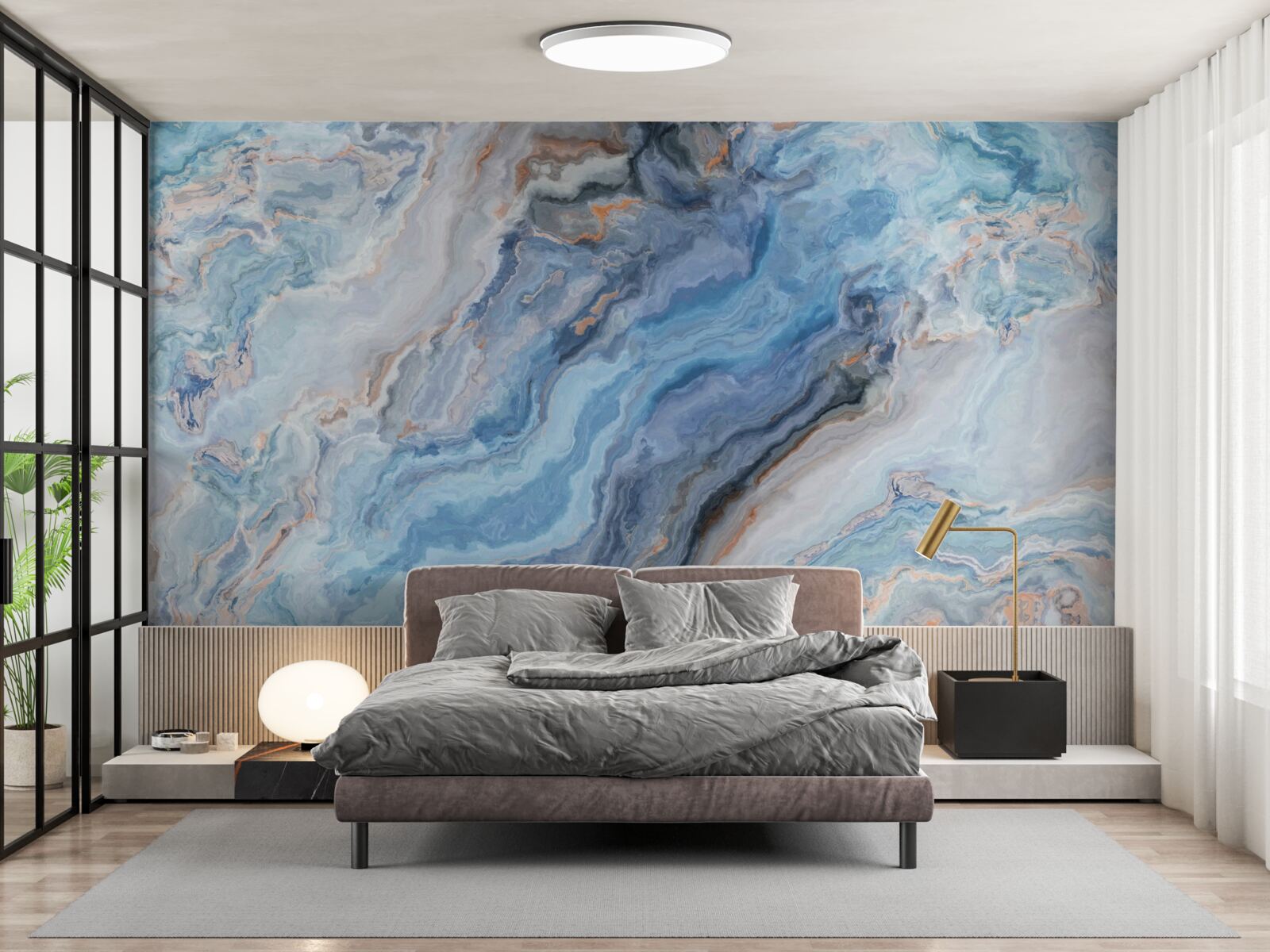 Fotobehang marmeren achtergrond met blauwachtige tint