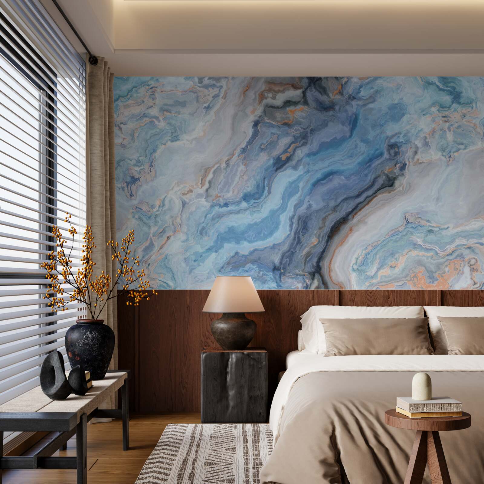 Fotobehang marmeren achtergrond met blauwachtige tint