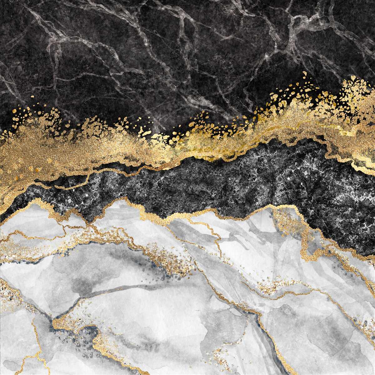 Fotobehang marmer met goud op zwarte achtergrond