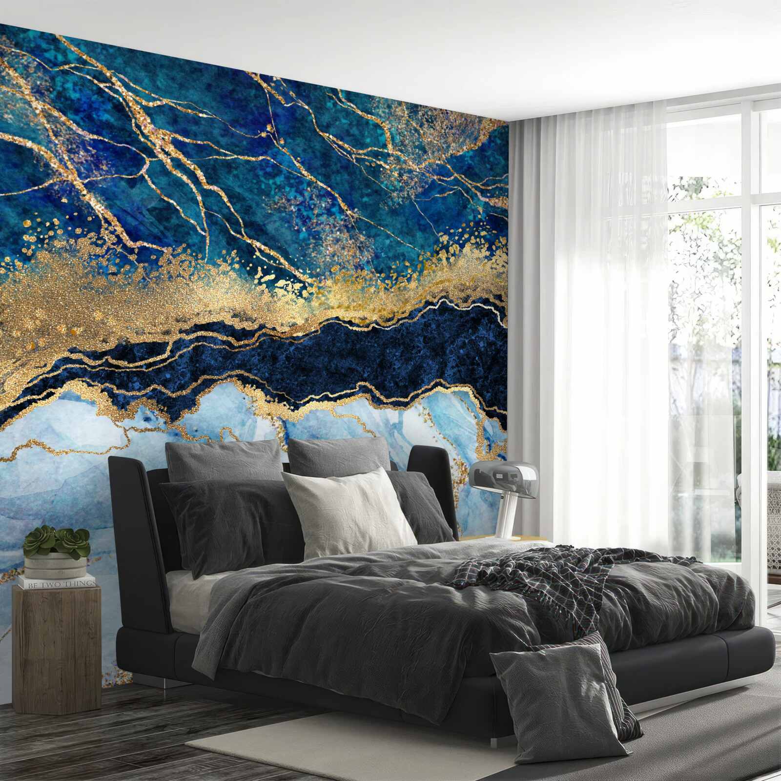 Fotobehang blauwe marmeren achtergrond