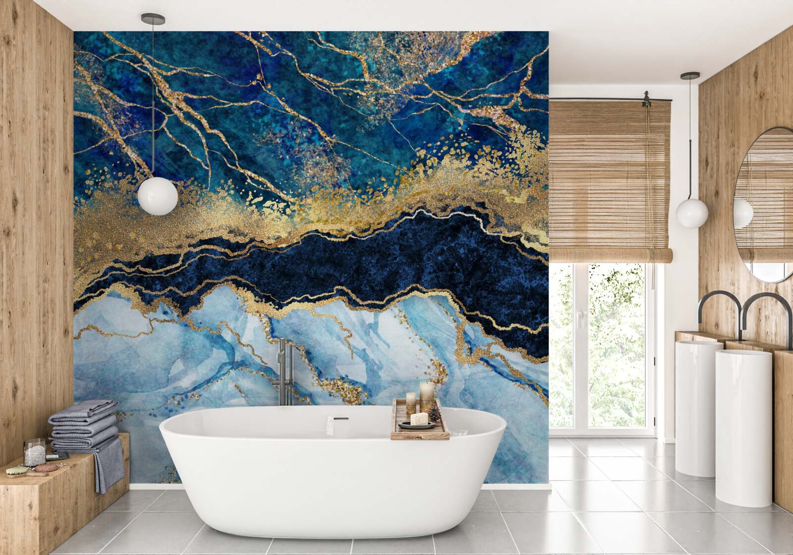 Fotobehang blauwe marmeren achtergrond